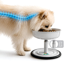 Vida Mansa Woof Woof Adjustable Feeder for Dogs (Feeding in the Correct Posture) (White)