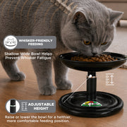 Vida Mansa Meow Meow Adjustable Feeder for Cats (Without Touching the Whiskers) Black
