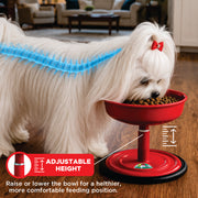 Vida Mansa Woof Woof Adjustable Feeder for Dogs (Feeding in the Correct Posture) Red