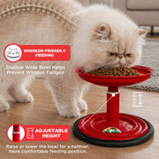 Vida Mansa Meow Meow Adjustable Feeder for Cats (Without Touching the Whiskers) Red