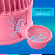 Vida Mansa Water Dispenser 67.6 oz / 2000 ml - for Dogs and Cats (No Wet Fur) Opaque Pink