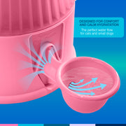 Vida Mansa Water Dispenser 67.6 oz / 2000 ml - for Dogs and Cats (No Wet Fur) Clear Pink