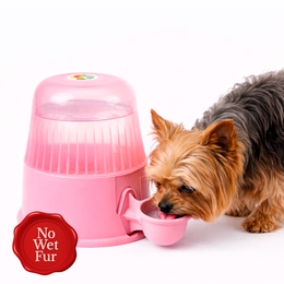 Vida Mansa Water Dispenser 67.6 oz / 2000 ml - for Dogs and Cats (No Wet Fur) Clear Pink