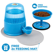 KIT Vida Mansa Polypropylene Water Dispenser 67.6 Oz / 2000 ml - for Dogs end Cats (No Wet Fur) Clear Pink + Woof Woof Adjustable Feeder for Dogs (+) 2 Feeding Mat (FREE)